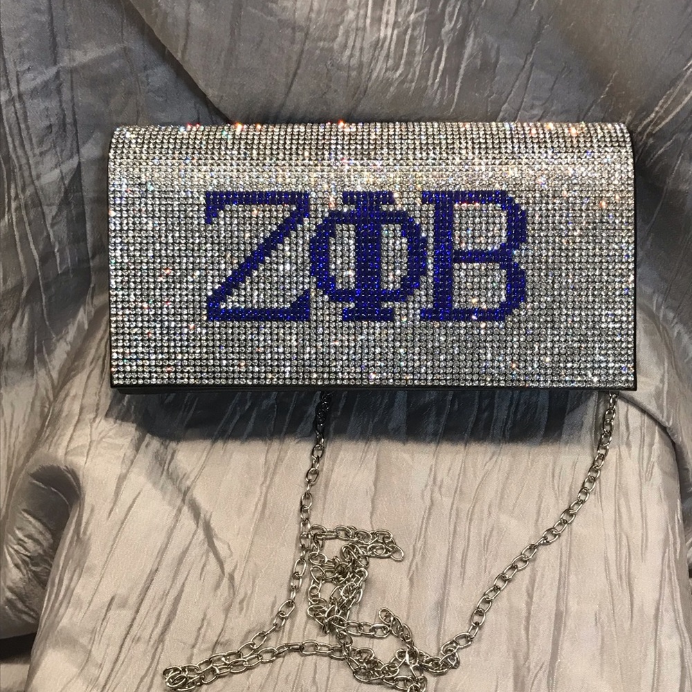 Elegant Silver and Blue Rhinestone Clutch - ZETA inspired